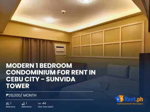 Modern 1 Bedroom Condominium For Rent in Cebu City - Sunvida Tower
