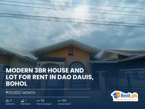 Modern 3BR House and Lot For Rent in Dao Dauis, Bohol