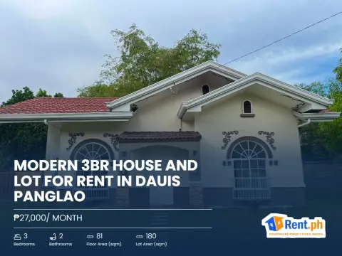 Modern 3BR House and Lot For Rent in Dauis Panglao