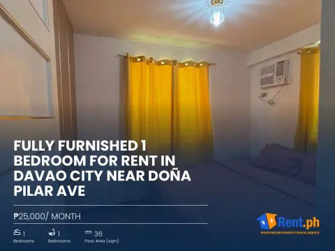 Fully Furnished 1 Bedroom For Rent in Davao City near Doña Pilar Ave