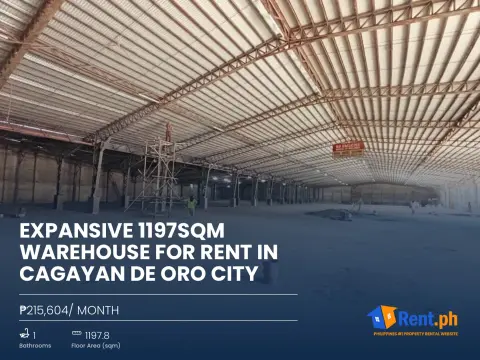 Expansive 1197sqm Warehouse For Rent in Cagayan De Oro City