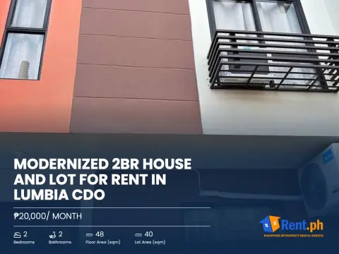 Modernized 2BR House and Lot For Rent in Lumbia CDO