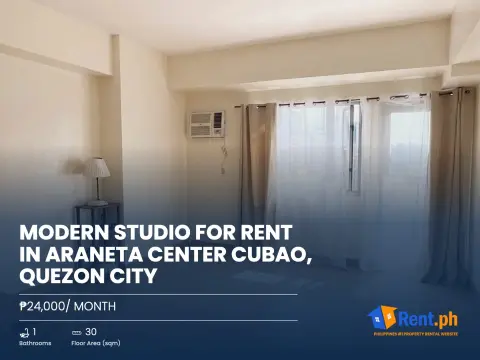 Modern Studio For Rent in Araneta Center Cubao, Quezon City