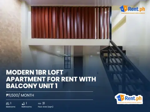 Modern 1BR Loft Apartment For Rent with Balcony Unit 1
