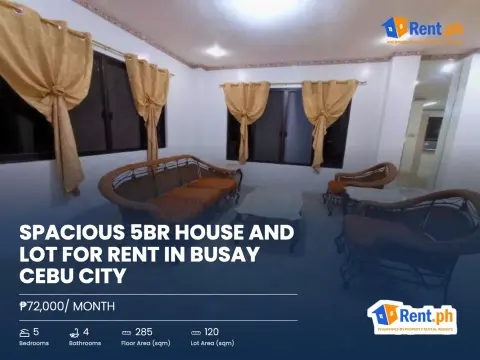 Spacious 5BR House and Lot For Rent in Busay Cebu City