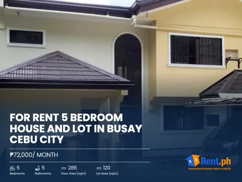 For Rent 5 Bedroom House and Lot in Busay Cebu City