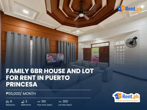 Family 6BR House and Lot For Rent in Puerto Princesa