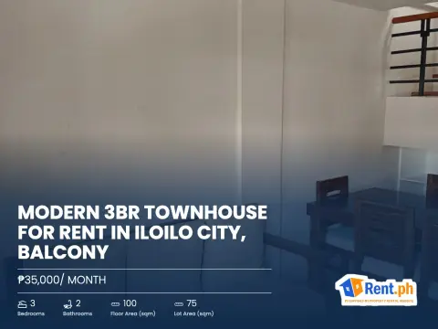 Modern 3BR Townhouse For Rent in Iloilo City, Balcony