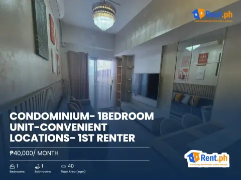 Condominium- 1Bedroom Unit-convenient locations- 1st Renter