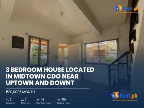 3 BEDROOM HOUSE LOCATED IN MIDTOWN CDO NEAR UPTOWN AND DOWNT
