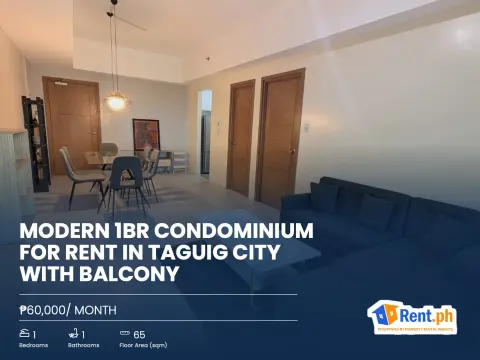 Modern 1BR Condominium For Rent in Taguig City with Balcony