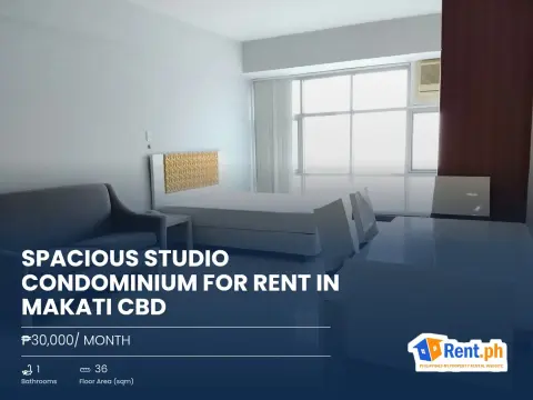 Spacious Studio Condominium For Rent in Makati CBD