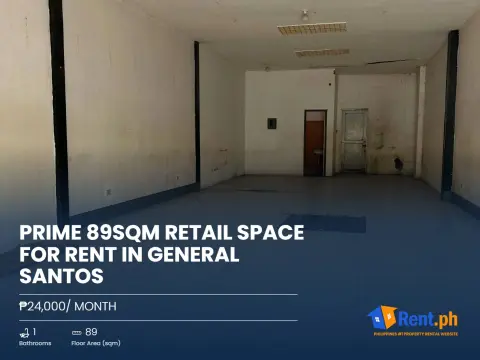 Prime 89sqm Retail Space For Rent in General Santos