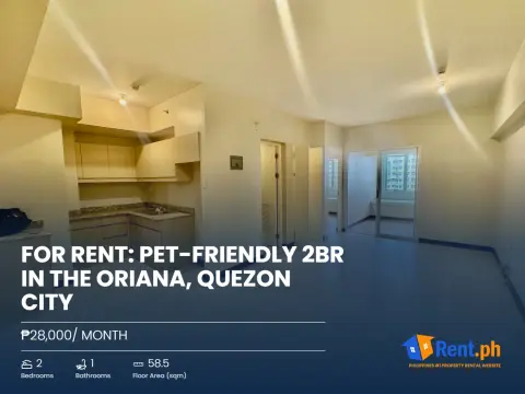 FOR RENT: Pet-Friendly 2BR in The Oriana, Quezon City