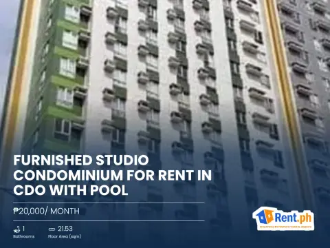 Furnished Studio Condominium For Rent in CDO with Pool