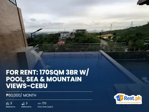 For Rent: 170sqm 3BR w/ Pool, Sea & Mountain Views-Cebu