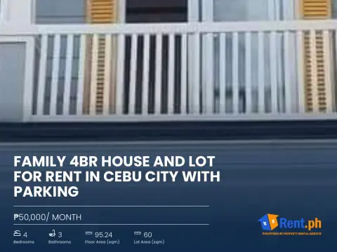 Family 4BR House and Lot For Rent in Cebu City with Parking