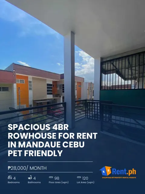Spacious 4BR Rowhouse For Rent in Mandaue Cebu Pet Friendly