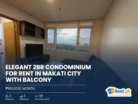 Elegant 2BR Condominium For Rent in Makati City with Balcony