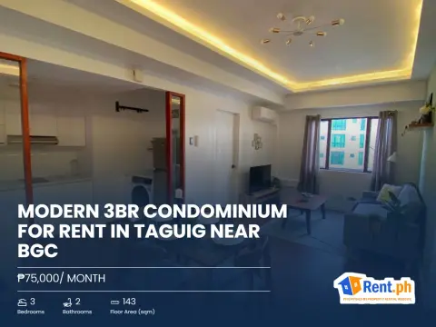 Modern 3BR Condominium For Rent in Taguig near BGC