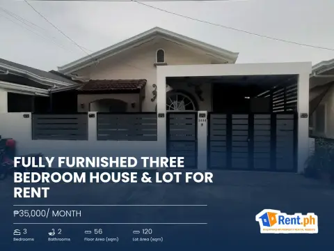 Fully Furnished Three Bedroom House & Lot for Rent