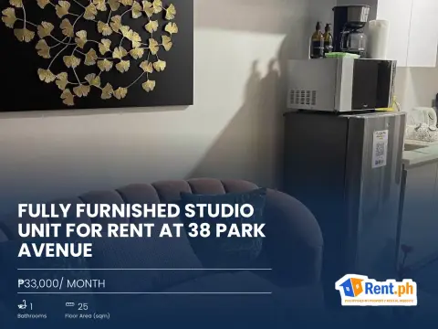 Fully Furnished Studio Unit FOR RENT at 38 Park Avenue