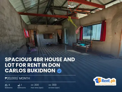 Spacious 4BR House and Lot For Rent in Don Carlos Bukidnon