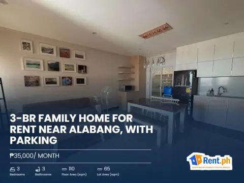 3-BR Family Home for RENT near Alabang, with parking