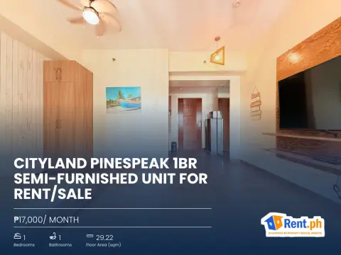 CITYLAND PINESPEAK 1BR SEMI-FURNISHED UNIT FOR RENT/SALE