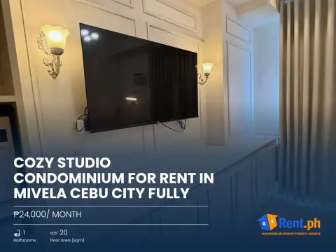 Cozy Studio Condominium For Rent in Mivela Cebu City Fully